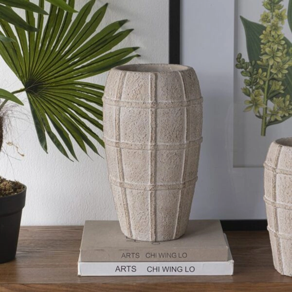 Artekko Cement Μπεζ Τσιμεντένιο Βάζο (18x18x30.5)cm