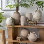 Artekko Cement Μπεζ Τσιμεντένιο Βάζο (18x18x30.5)cm