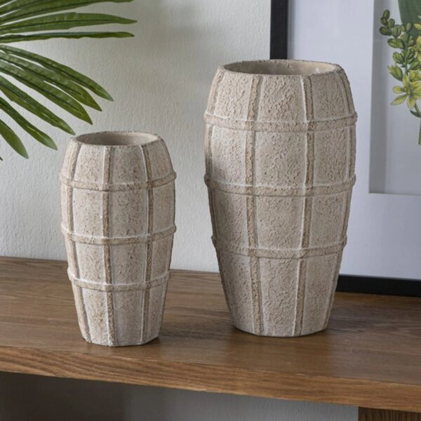 Artekko Cement Μπεζ Τσιμεντένιο Βάζο (13x13x23.5)cm