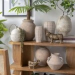 Artekko Cement Μπεζ Τσιμεντένιο Βάζο (13x13x23.5)cm