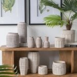 Artekko Cement Μπεζ Τσιμεντένια Κασπώ (19.5x19.5x17)cm 2pcs