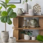 Artekko Cement Μπεζ Τσιμεντένιο Βάζο (14x14x30)cm