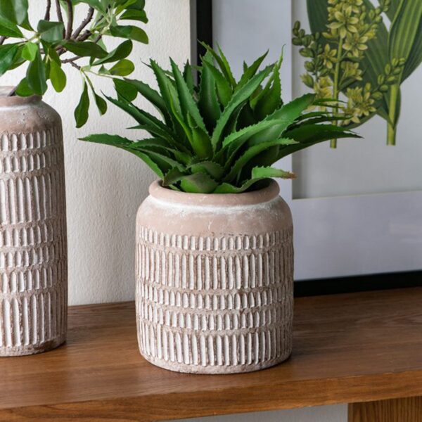 Artekko Cement Μπεζ Τσιμεντένιο Βάζο (18x18x20)cm