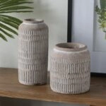 Artekko Cement Μπεζ Τσιμεντένιο Βάζο (18x18x20)cm