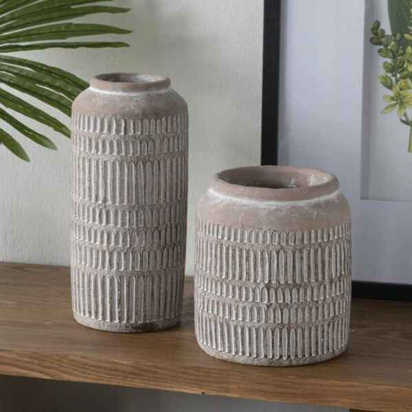 Artekko Cement Μπεζ Τσιμεντένιο Βάζο (18x18x20)cm