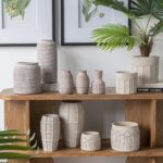 Artekko Cement Μπεζ Τσιμεντένιο Βάζο (18x18x20)cm