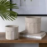 Artekko Cement Μπεζ Τσιμεντένια Κασπώ (19x19x18)cm 2pcs