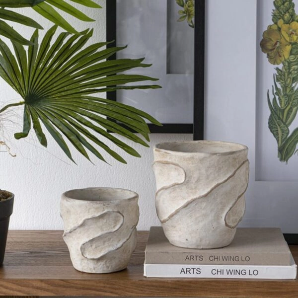 Artekko Cement Μπεζ Τσιμεντένια Κασπώ (18x18x18)cm 2pcs