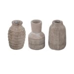 Artekko Cement Καφέ Τσιμεντένια Βάζα (9.5x9.5x15)cm 3pcs