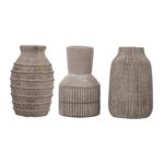 Artekko Cement Καφέ Τσιμεντένια Βάζα (9.5x9.5x15)cm 3pcs