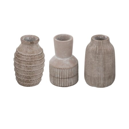 Artekko Cement Καφέ Τσιμεντένια Βάζα (9.5x9.5x15)cm 3pcs