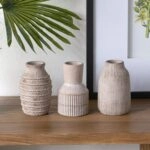 Artekko Cement Καφέ Τσιμεντένια Βάζα (9.5x9.5x15)cm 3pcs