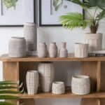 Artekko Cement Καφέ Τσιμεντένια Βάζα (9.5x9.5x15)cm 3pcs