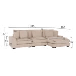 ΚΑΝΑΠΕΣ ΔΕΞΙΑ ΓΩΝΙΑ CRANFIELD HM3287.02R ΜΠΕΖ ΡΙΓΕ ΥΦΑΣΜΑ 313x169(γωνία)x80Υεκ.