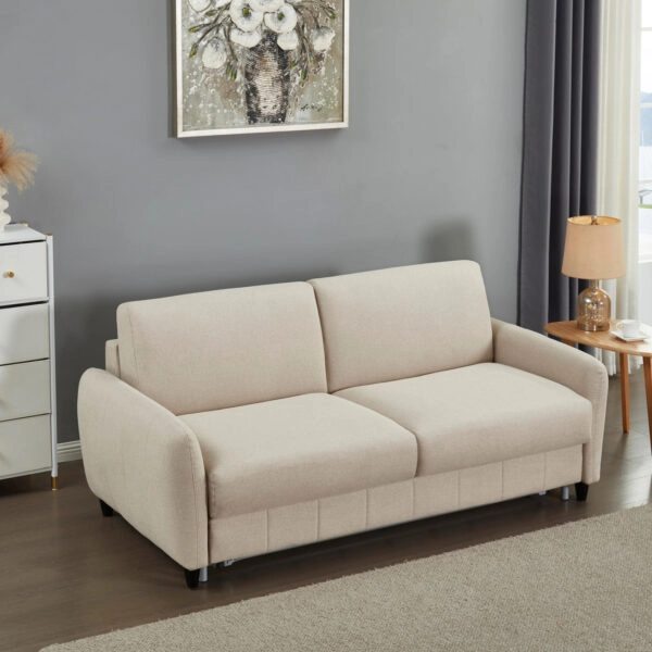 ΚΑΝΑΠΕΣ-ΚΡΕΒΑΤΙ ΜΕ ΑΝΑΔΙΠΛ.ΣΤΡΩΜΑ ETUDINE HM3311.02 ΜΠΕΖ ΥΦΑΣΜΑ 185x97x87Υεκ