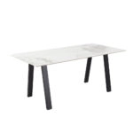 NOTTE ΤΡΑΠΕΖΙ ΛΕΥΚΟ ΠΕΤΡΑ ΜΑΥΡΟ 180x90x76cm