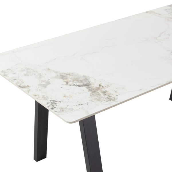 NOTTE ΤΡΑΠΕΖΙ ΛΕΥΚΟ ΠΕΤΡΑ ΜΑΥΡΟ 180x90x76cm