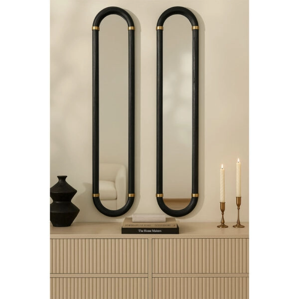 COLOMBO ΚΑΘΡΕΠΤΗΣ SET 2ΤΕΜ ΜΑΥΡΟ ΧΡΥΣΟ 31x4x130cm