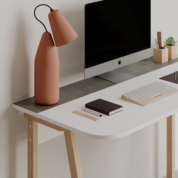 Γραφείο εργασίας Malia  λευκό-φυσικό-ανθρακί antique 120x60.5x75εκ