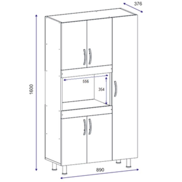 Ντουλάπα κουζίνας Defne χρώμα λευκό-καρυδί 89x37.5x160εκ
