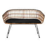 Καναπές 2θέσιος Naoki μέταλλο μαύρο-pe φυσικό 120x55x79εκ