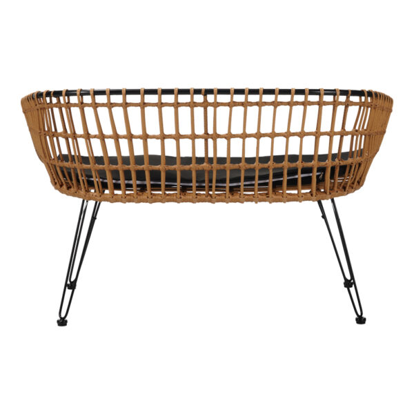 Καναπές 2θέσιος Naoki μέταλλο μαύρο-pe φυσικό 120x55x79εκ