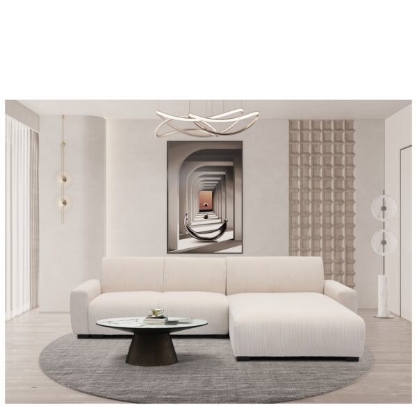 Καναπές Γωνιακός Αναστρέψιμος ArteLibre TRIANA Μπεζ Ύφασμα 287x161x71cm