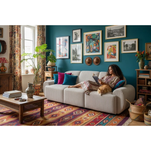 Καναπές Κρεβάτι Τριθέσιος ArteLibre SCULPTA Μπεζ Ύφασμα 234x88x75cm