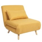 Πολυθρόνα Κρεβάτι ArteLibre VERA Κίτρινο Ύφασμα/Ξύλο 79x80x89cm