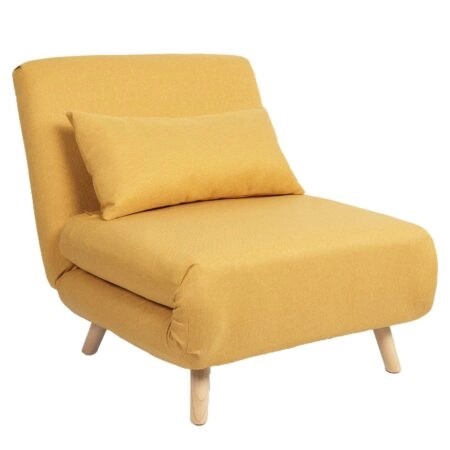 Πολυθρόνα Κρεβάτι ArteLibre VERA Κίτρινο Ύφασμα/Ξύλο 79x80x89cm