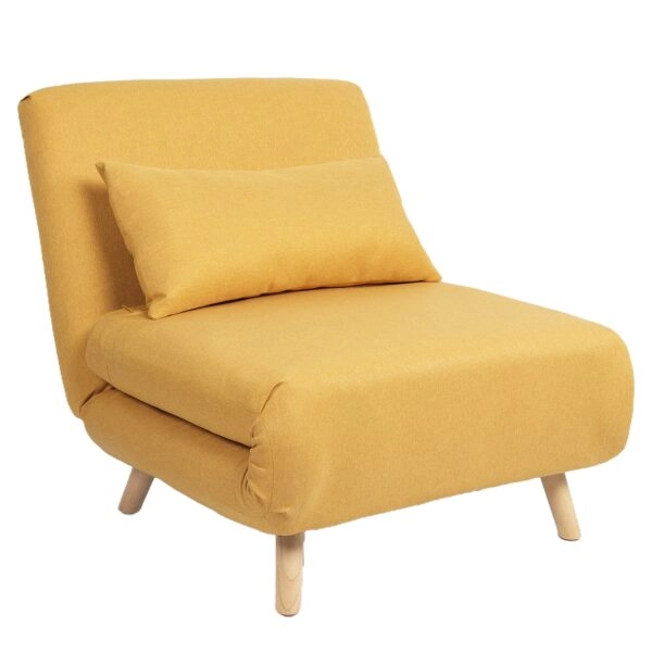 Πολυθρόνα Κρεβάτι ArteLibre VERA Κίτρινο Ύφασμα/Ξύλο 79x80x89cm