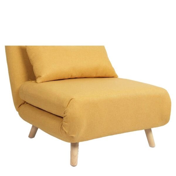 Πολυθρόνα Κρεβάτι ArteLibre VERA Κίτρινο Ύφασμα/Ξύλο 79x80x89cm