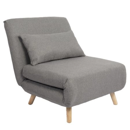 Πολυθρόνα Κρεβάτι ArteLibre VERA Γκρι Ανοιχτό Ύφασμα/Ξύλο 79x80x89cm