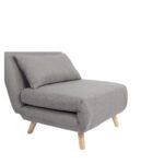 Πολυθρόνα Κρεβάτι ArteLibre VERA Γκρι Ανοιχτό Ύφασμα/Ξύλο 79x80x89cm