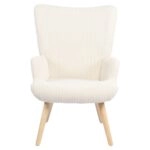 Πολυθρόνα ArteLibre LIRA Κρεμ Ύφασμα Κοτλέ/Ξύλο 94.5x64x70.5cm