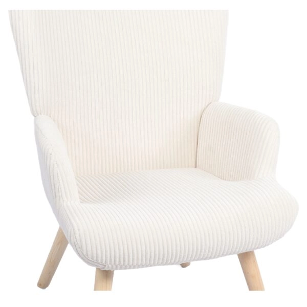 Πολυθρόνα ArteLibre LIRA Κρεμ Ύφασμα Κοτλέ/Ξύλο 94.5x64x70.5cm