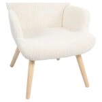 Πολυθρόνα ArteLibre LIRA Κρεμ Ύφασμα Κοτλέ/Ξύλο 94.5x64x70.5cm