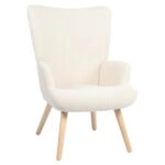 Πολυθρόνα ArteLibre LIRA Κρεμ Ύφασμα Κοτλέ/Ξύλο 94.5x64x70.5cm