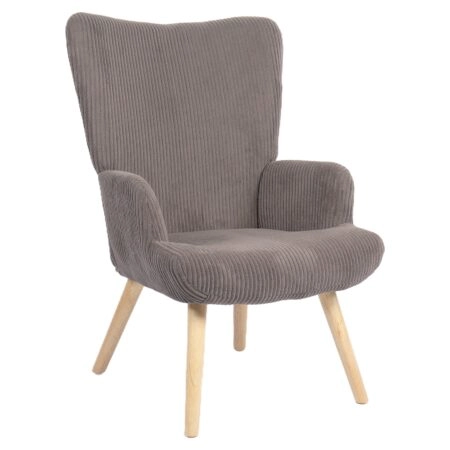 Πολυθρόνα ArteLibre LIRA Γκρι Ύφασμα Κοτλέ/Ξύλο 94.5x64x70.5cm