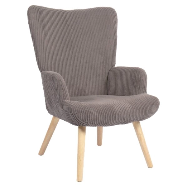 Πολυθρόνα ArteLibre LIRA Γκρι Ύφασμα Κοτλέ/Ξύλο 94.5x64x70.5cm