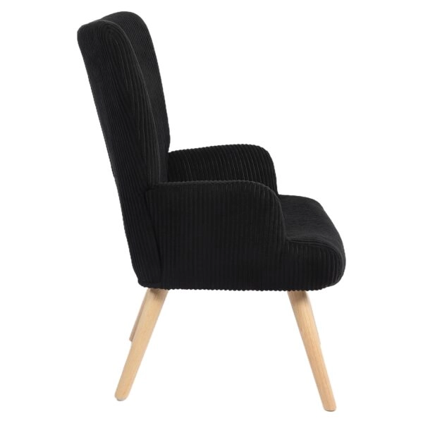 Πολυθρόνα ArteLibre LIRA Μαύρο Ύφασμα Κοτλέ/Ξύλο 94.5x64x70.5cm