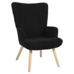 Πολυθρόνα ArteLibre LIRA Μαύρο Ύφασμα Κοτλέ/Ξύλο 94.5x64x70.5cm