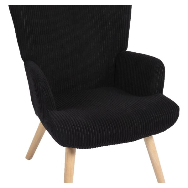 Πολυθρόνα ArteLibre LIRA Μαύρο Ύφασμα Κοτλέ/Ξύλο 94.5x64x70.5cm