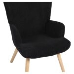 Πολυθρόνα ArteLibre LIRA Μαύρο Ύφασμα Κοτλέ/Ξύλο 94.5x64x70.5cm