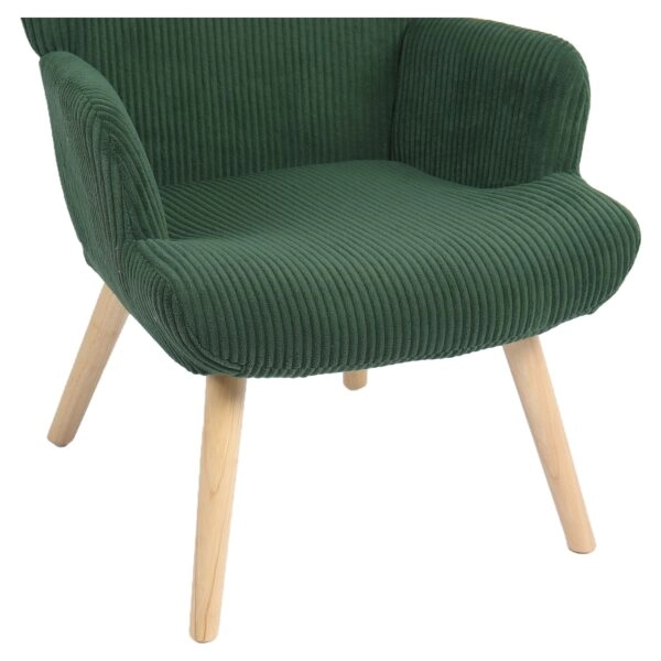Πολυθρόνα ArteLibre LIRA Πράσινο Ύφασμα Κοτλέ/Ξύλο 94.5x64x70.5cm