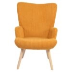 Πολυθρόνα ArteLibre LIRA Μουσταρδί Ύφασμα Κοτλέ/Ξύλο 94.5x64x70.5cm