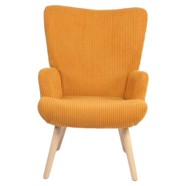Πολυθρόνα ArteLibre LIRA Μουσταρδί Ύφασμα Κοτλέ/Ξύλο 94.5x64x70.5cm
