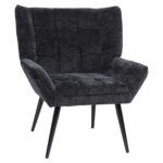 Πολυθρόνα ArteLibre TIVA Μαύρο Ύφασμα Σενίλ/Μέταλλο 84x78x77cm