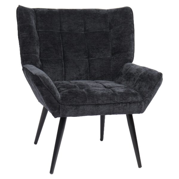 Πολυθρόνα ArteLibre TIVA Μαύρο Ύφασμα Σενίλ/Μέταλλο 84x78x77cm
