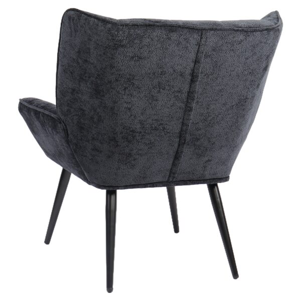 Πολυθρόνα ArteLibre TIVA Μαύρο Ύφασμα Σενίλ/Μέταλλο 84x78x77cm